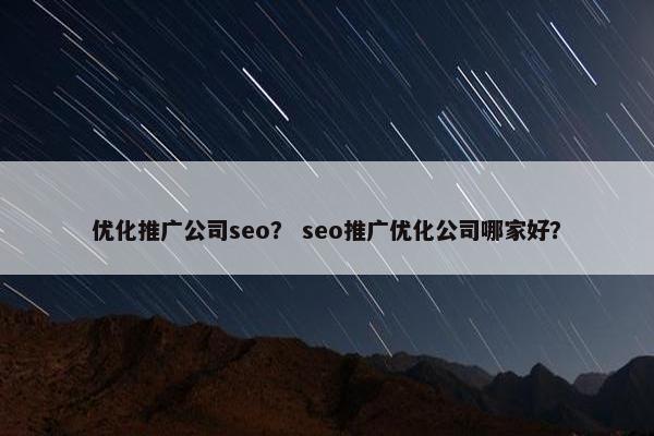 优化推广公司seo？ seo推广优化公司哪家好？