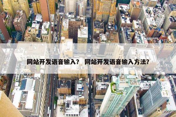 网站开发语音输入？ 网站开发语音输入方法？