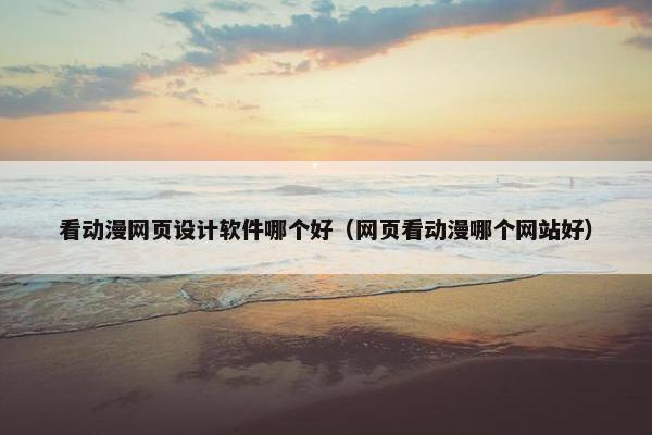 看动漫网页设计软件哪个好（网页看动漫哪个网站好）