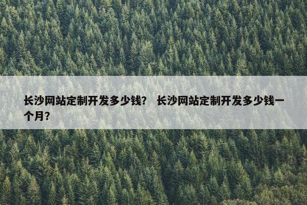 长沙网站定制开发多少钱？ 长沙网站定制开发多少钱一个月？