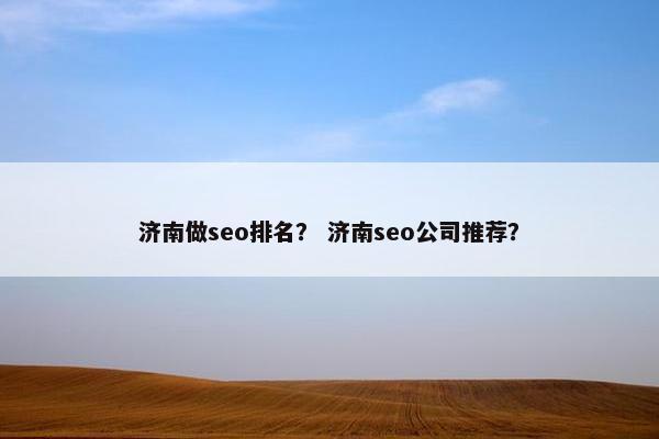 济南做seo排名？ 济南seo公司推荐？