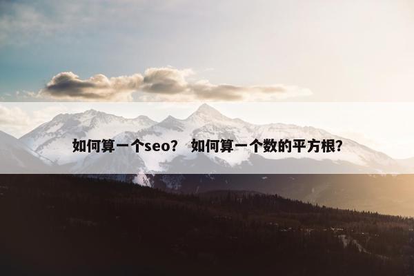 如何算一个seo？ 如何算一个数的平方根？