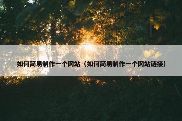 如何简易制作一个网站（如何简易制作一个网站链接）