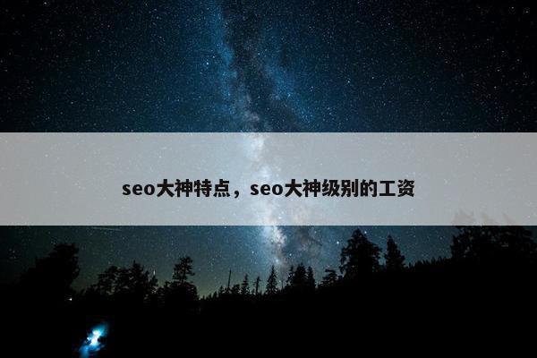 seo大神特点，seo大神级别的工资