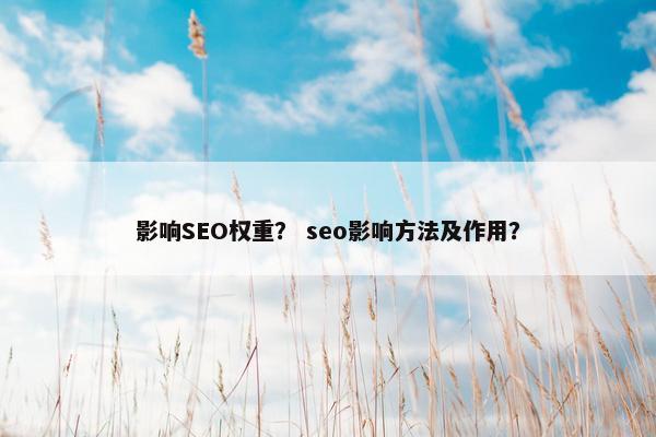 影响SEO权重？ seo影响方法及作用？
