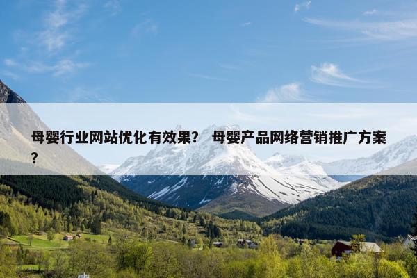 母婴行业网站优化有效果？ 母婴产品网络营销推广方案？