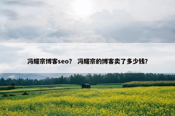 冯耀宗博客seo? 冯耀宗的博客卖了多少钱? 冯耀宗博客seo? 冯耀宗的博客卖了多少钱?