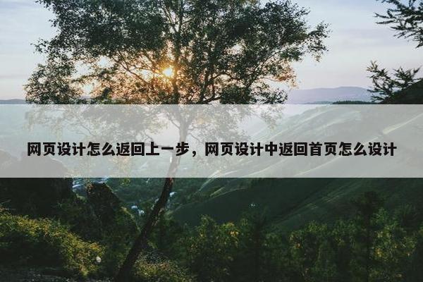 网页设计怎么返回上一步，网页设计中返回首页怎么设计