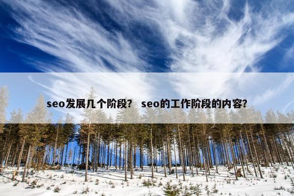 seo发展几个阶段? seo的工作阶段的内容? seo发展几个阶段? seo的工作阶段的内容?