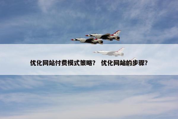优化网站付费模式策略？ 优化网站的步骤？