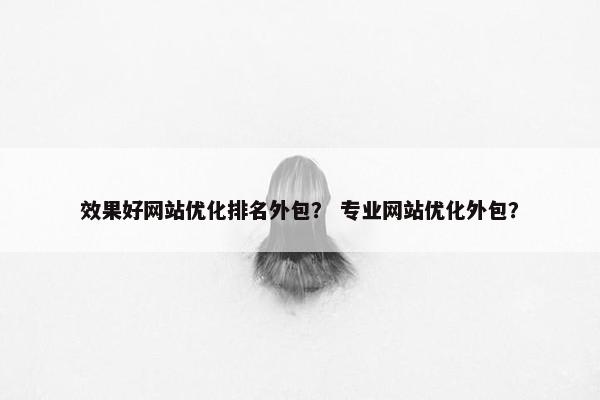 效果好网站优化排名外包？ 专业网站优化外包？