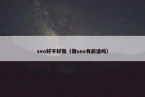 seo好不好做（做seo有前途吗）