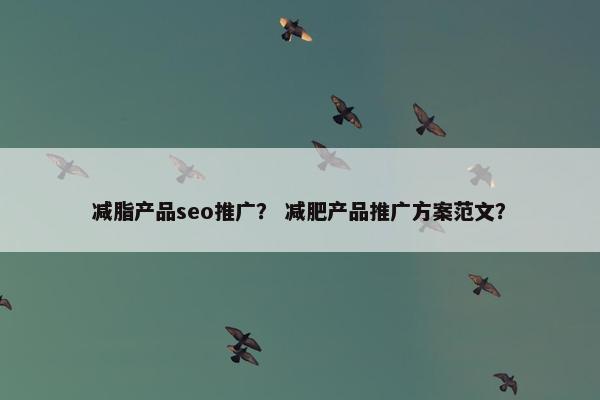 减脂产品seo推广？ 减肥产品推广方案范文？