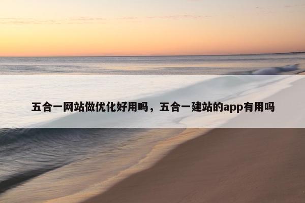 五合一网站做优化好用吗，五合一建站的app有用吗