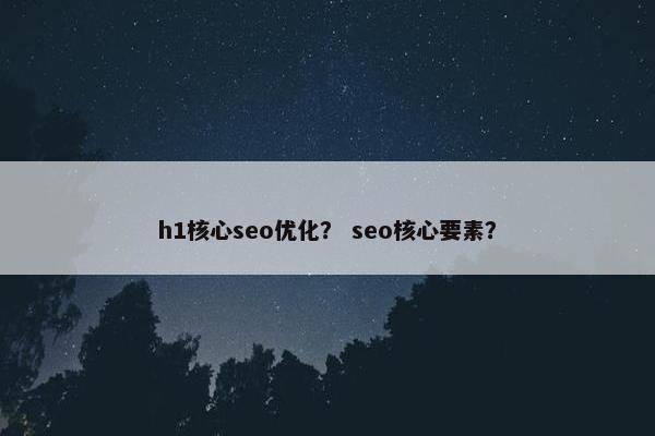 h1核心seo优化？ seo核心要素？
