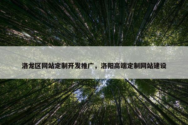 洛龙区网站定制开发推广，洛阳高端定制网站建设