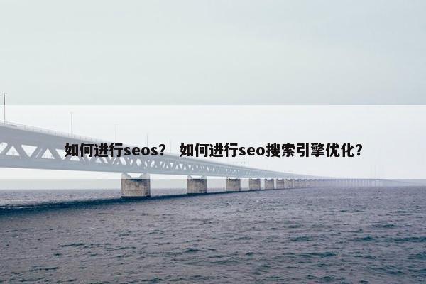 如何进行seos？ 如何进行seo搜索引擎优化？