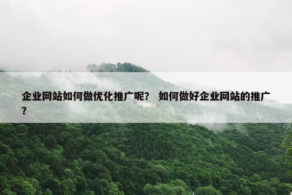 企业网站如何做优化推广呢? 如何做好企业网站的推广? 企业网站如何做优化推广呢? 如何做好企业网站的推广?