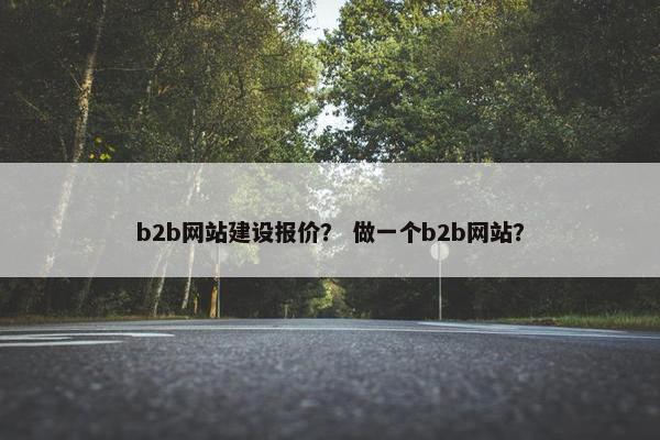 b2b网站建设报价？ 做一个b2b网站？
