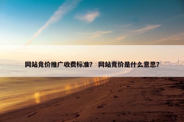 网站竞价推广收费标准？ 网站竞价是什么意思？