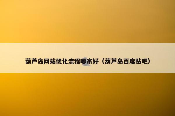 葫芦岛网站优化流程哪家好（葫芦岛百度贴吧）