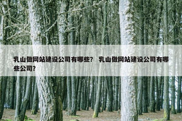 乳山做网站建设公司有哪些？ 乳山做网站建设公司有哪些公司？