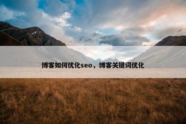 博客如何优化seo，博客关键词优化