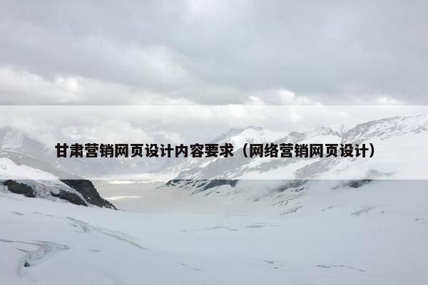甘肃营销网页设计内容要求（网络营销网页设计）
