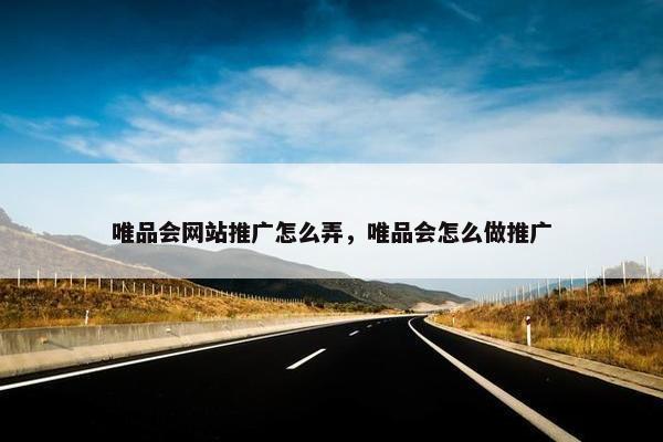 唯品会网站推广怎么弄，唯品会怎么做推广