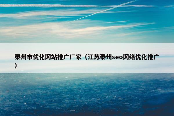 泰州市优化网站推广厂家（江苏泰州seo网络优化推广）
