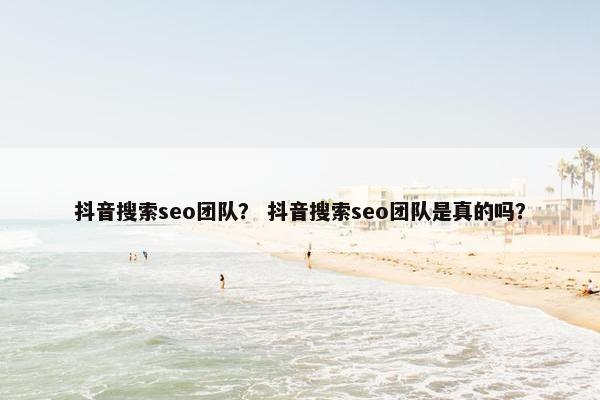 抖音搜索seo团队？ 抖音搜索seo团队是真的吗？