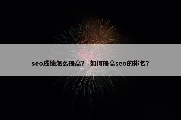 seo成绩怎么提高? 如何提高seo的排名? seo成绩怎么提高? 如何提高seo的排名?