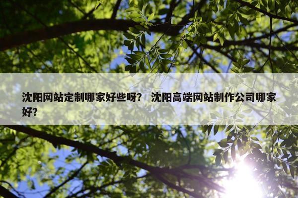 沈阳网站定制哪家好些呀? 沈阳高端网站制作公司哪家好? 沈阳网站定制哪家好些呀? 沈阳高端网站制作公司哪家好?