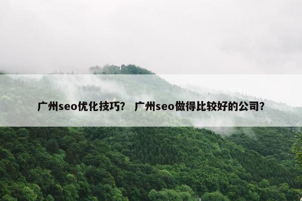 广州seo优化技巧？ 广州seo做得比较好的公司？