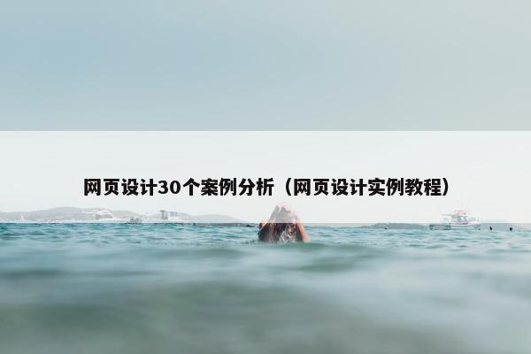 网页设计30个案例分析（网页设计实例教程）