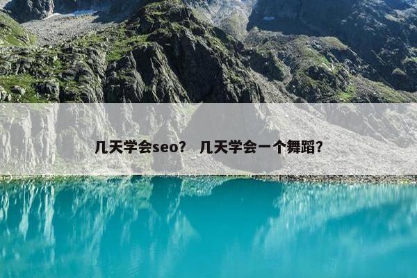 几天学会seo？ 几天学会一个舞蹈？