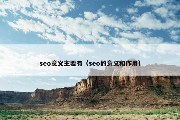 seo意义主要有（seo的意义和作用）
