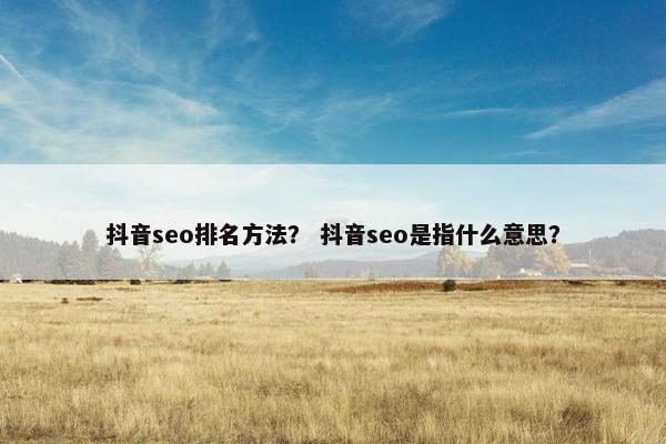 抖音seo排名方法？ 抖音seo是指什么意思？