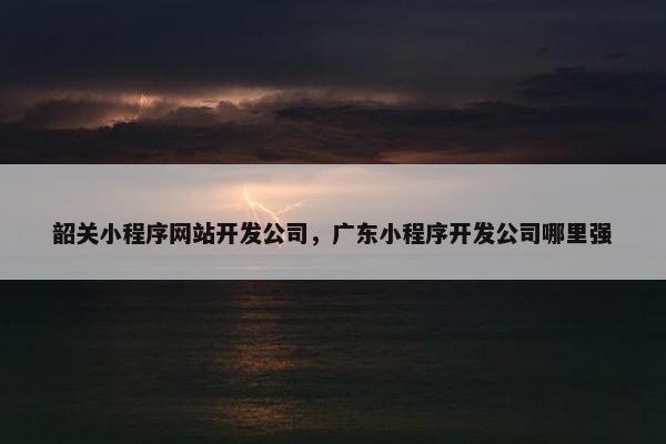 韶关小程序网站开发公司，广东小程序开发公司哪里强