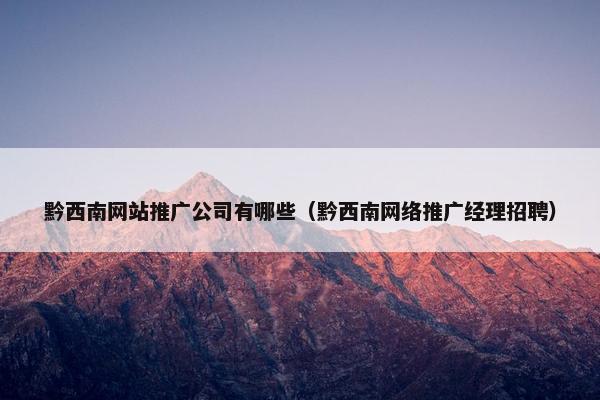 黔西南网站推广公司有哪些（黔西南网络推广经理招聘）