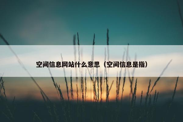 空间信息网站什么意思（空间信息是指）