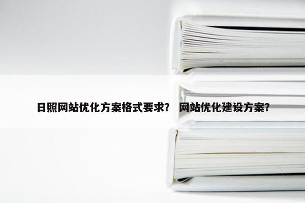 日照网站优化方案格式要求？ 网站优化建设方案？