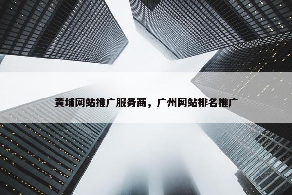 黄埔网站推广服务商，广州网站排名推广