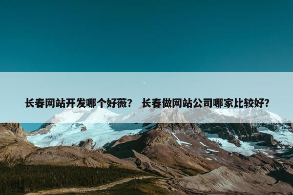长春网站开发哪个好薇？ 长春做网站公司哪家比较好？