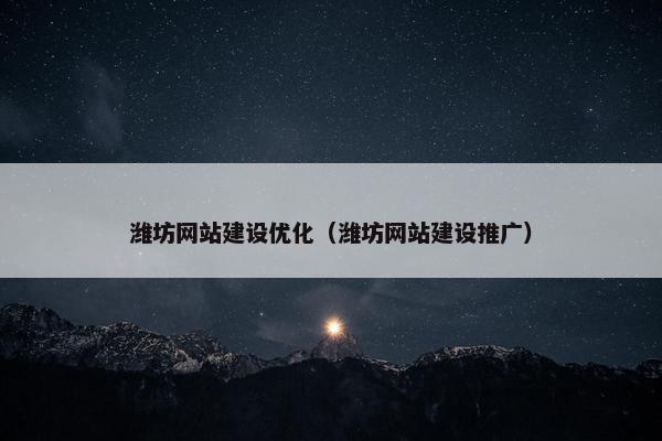 潍坊网站建设优化（潍坊网站建设推广）