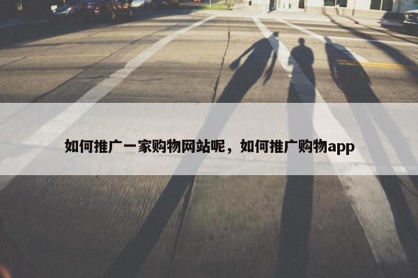 如何推广一家购物网站呢，如何推广购物app