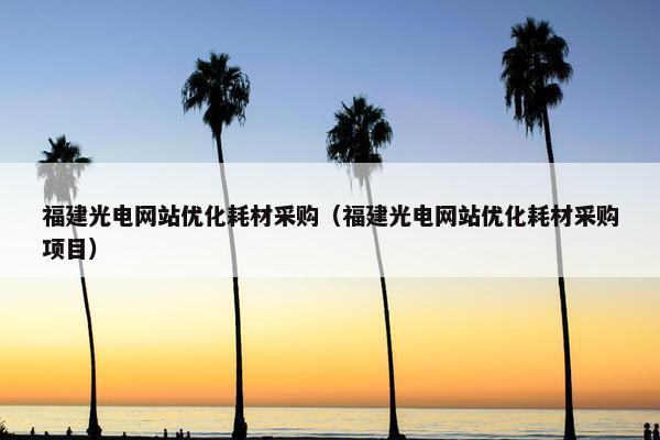 福建光电网站优化耗材采购（福建光电网站优化耗材采购项目）