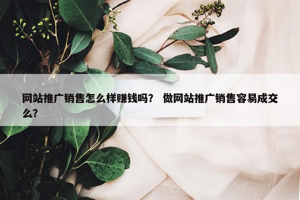 网站推广销售怎么样赚钱吗？ 做网站推广销售容易成交么？