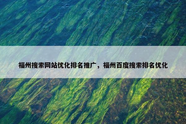 福州搜索网站优化排名推广，福州百度搜索排名优化
