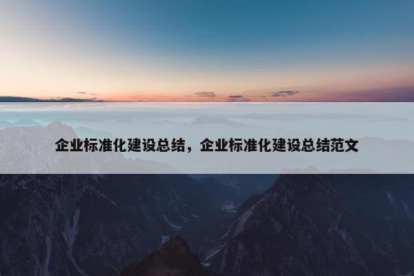 企业标准化建设总结，企业标准化建设总结范文